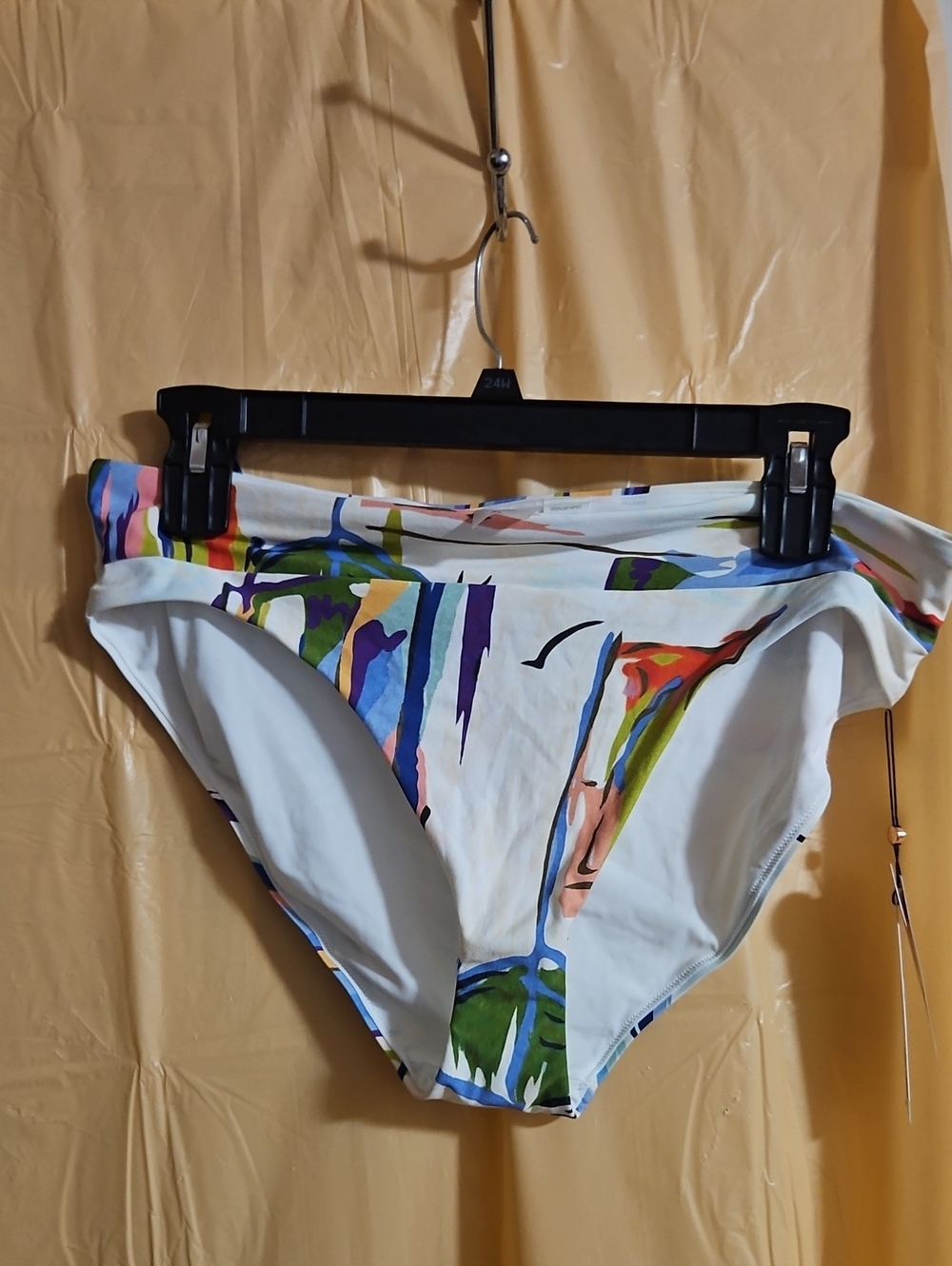 CALIA Mid Rise Wide Banded High Leg Bottoms: TAHITIAN PRINT: NEW WITH TAGS: XL